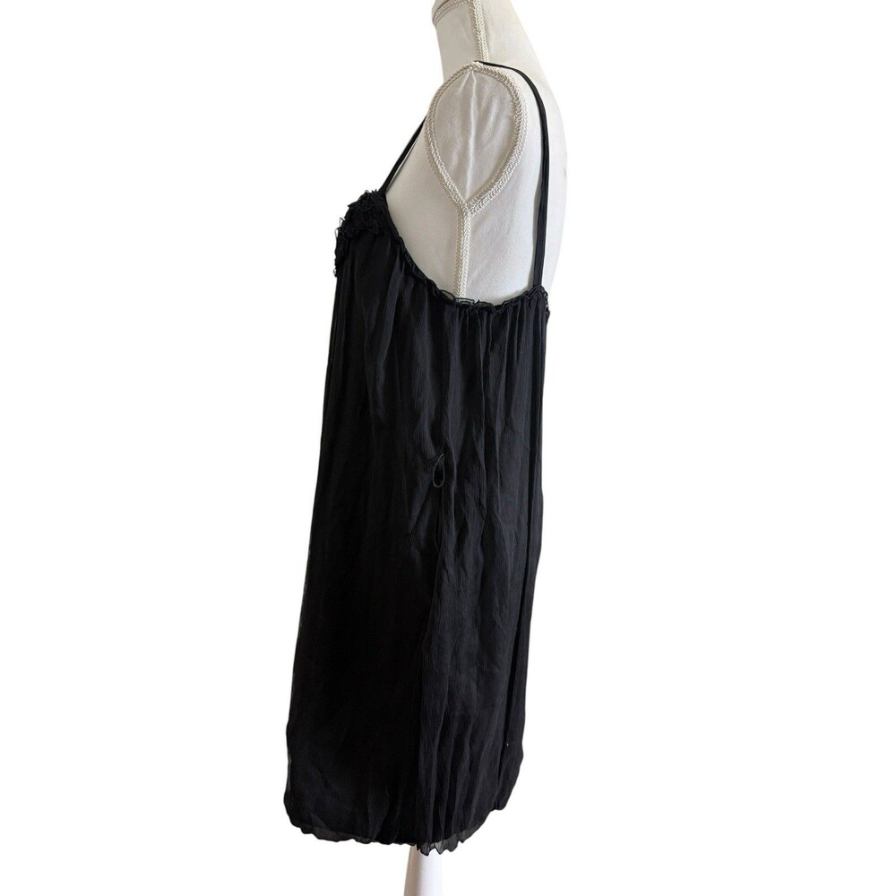 Alice + Olivia Black 100% Silk Rosette Babydoll Mini Dress Size Small - Picture 5 of 10